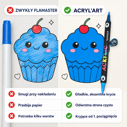 Zwykły flamaster vs ACRYL'ART